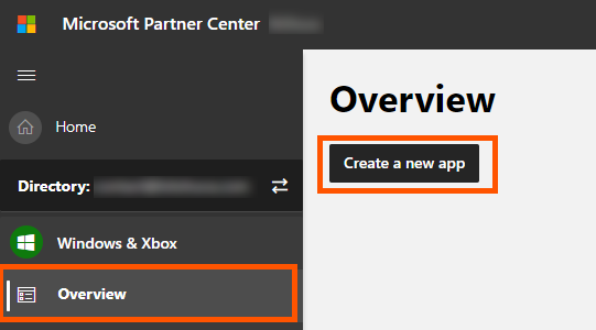 A screenshot that shows where the create a new app button is