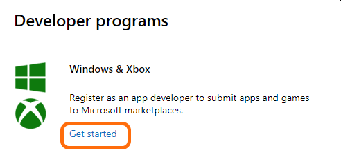 A screenshot that shows where the Get Started button is