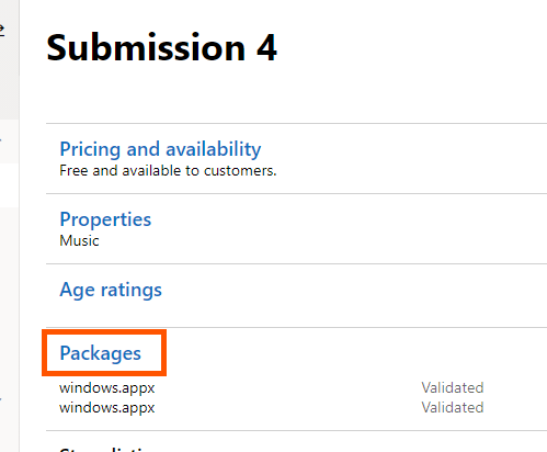 A screenshot that shows where the packages button is
