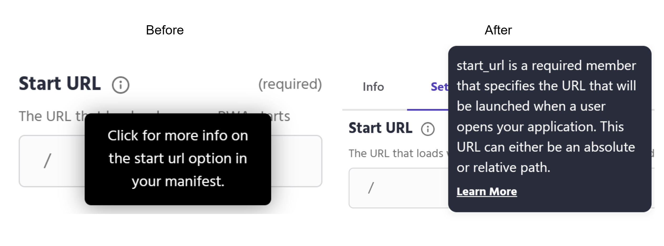 before and after tooltips in the manifest editor