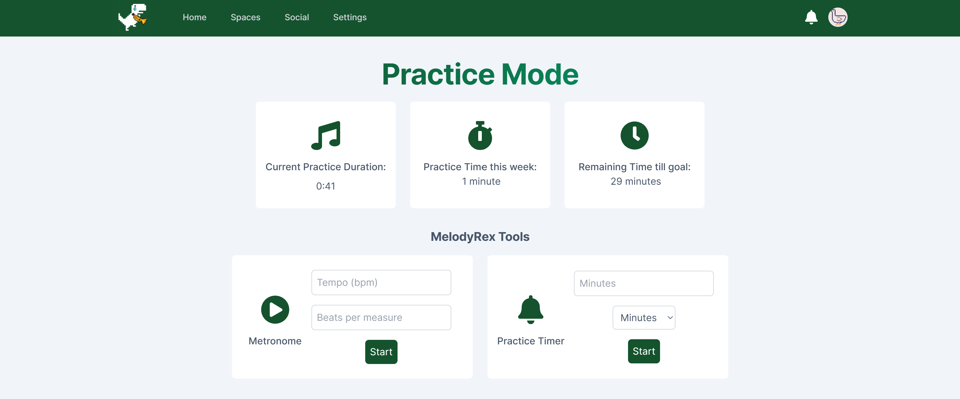 Melody Rex practice page